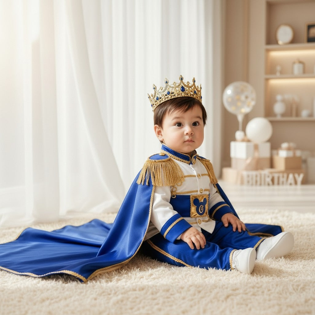 Baby Prince First Birthday Outfit | Royal Blue & Gold Cake Smash Costume – photo 8