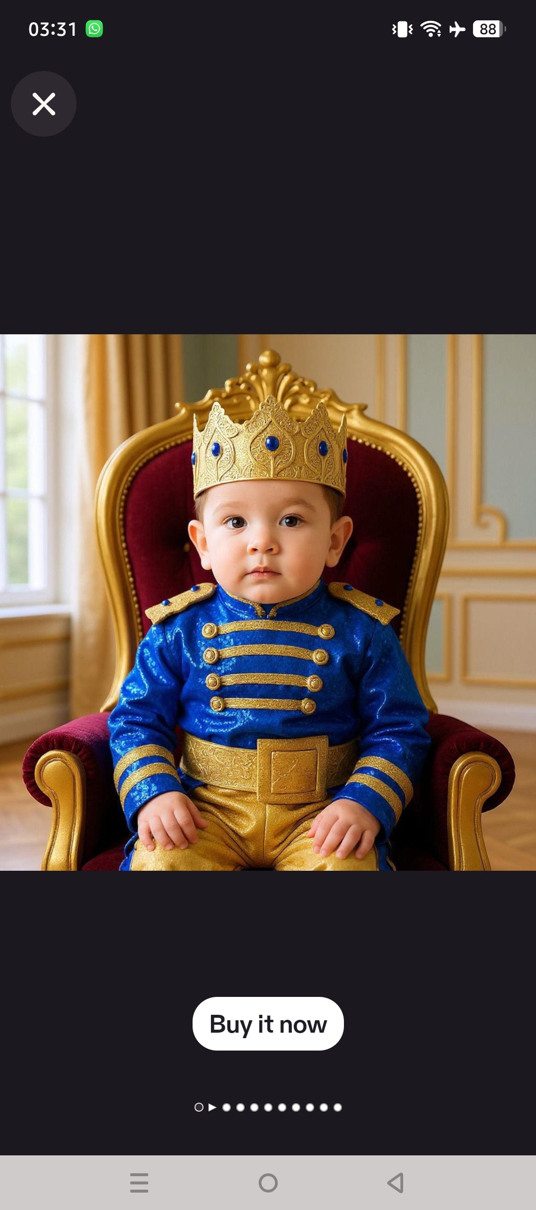 Spain Baby Boy Prince costume – close-up