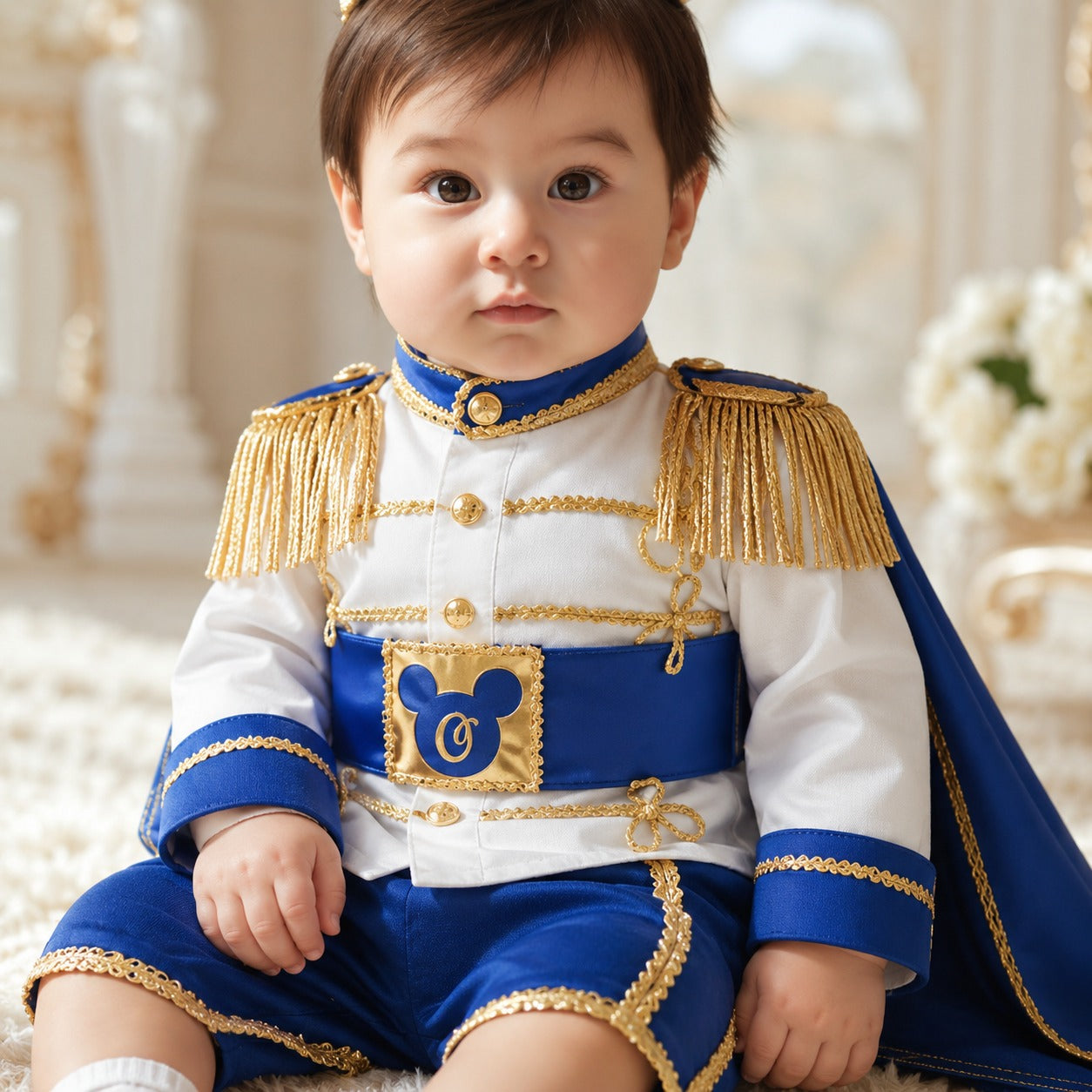 Baby Prince First Birthday Outfit | Royal Blue & Gold Cake Smash Costume – photo 7