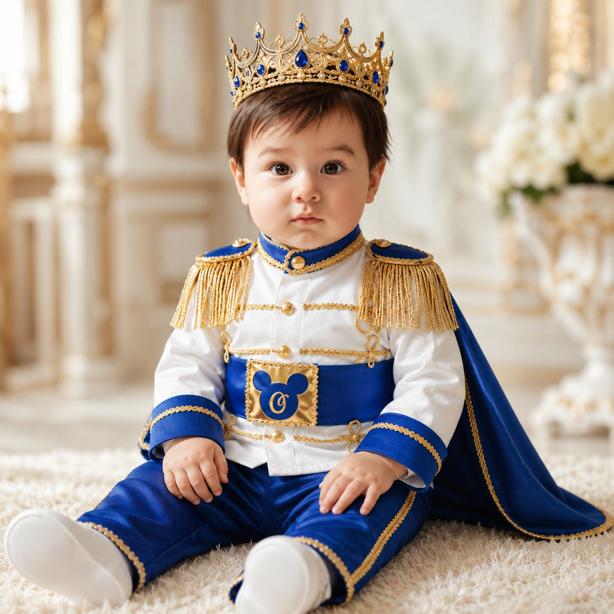 Royal blue and gold baby prince first birthday costume by SimmiUnique