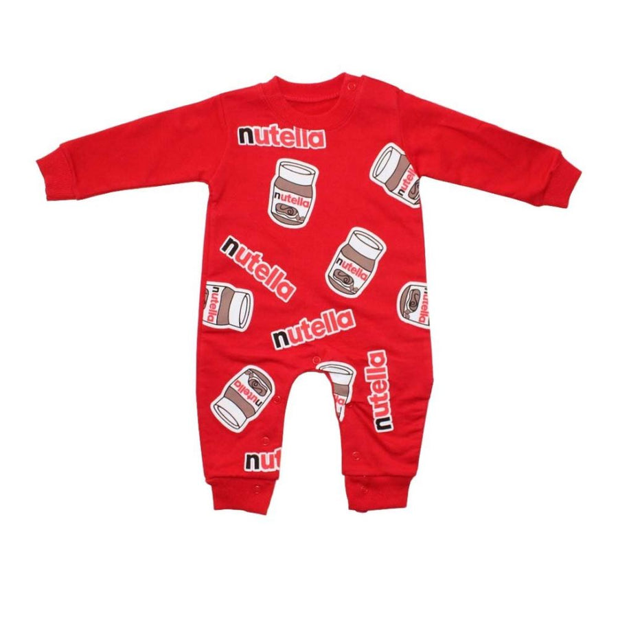 Baby KitKat Print Romper Red Cotton Jumpsuit