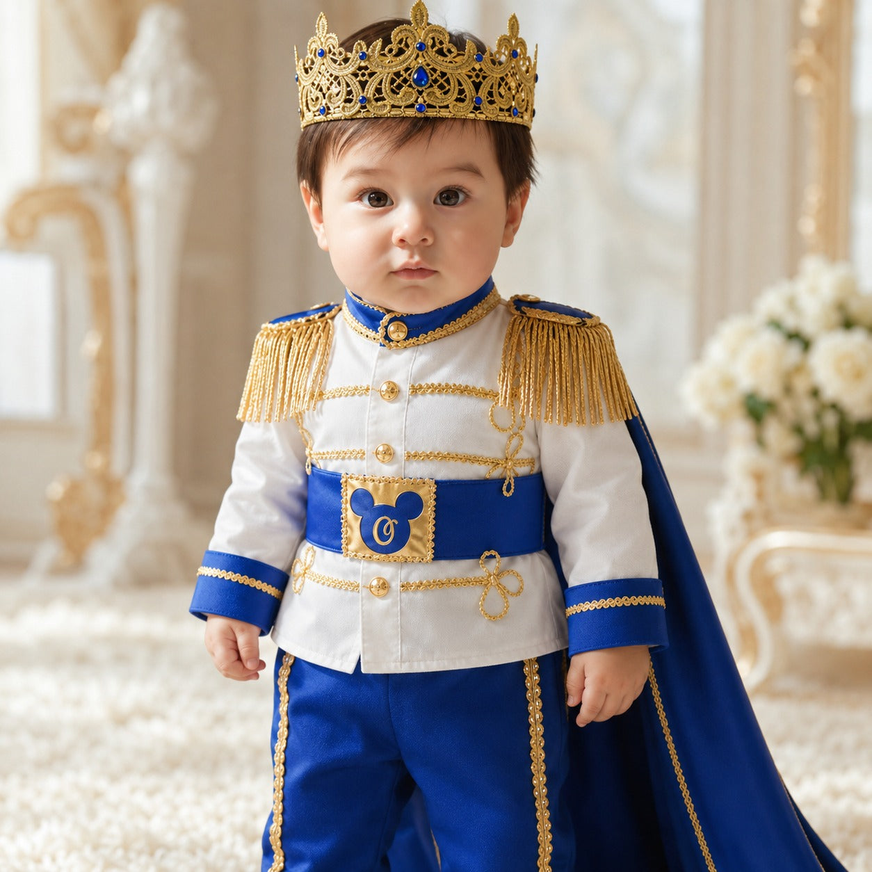 Baby Prince First Birthday Outfit | Royal Blue & Gold Cake Smash Costume – photo 12
