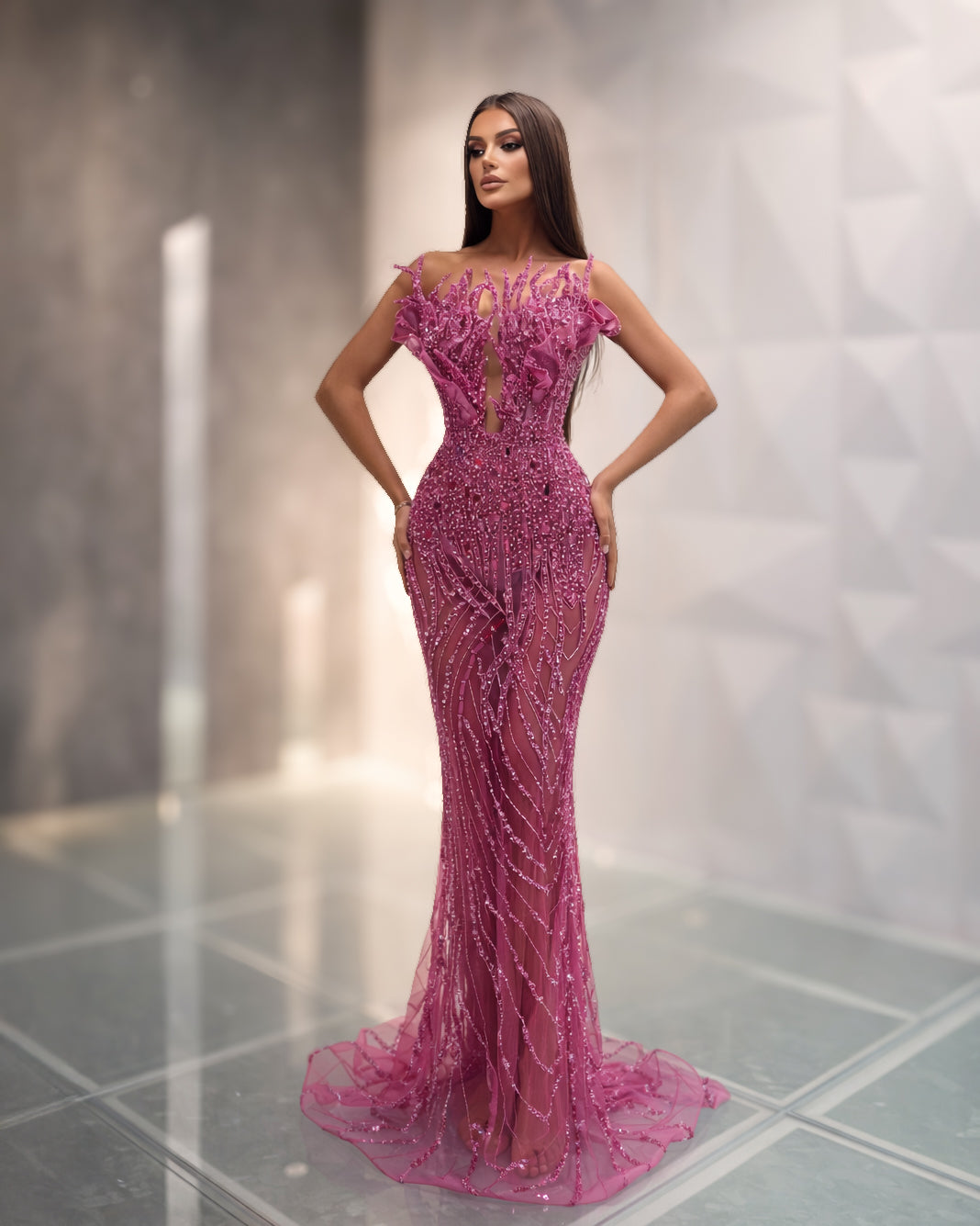 Pink Crystal Corset Dress - SimmiUnique