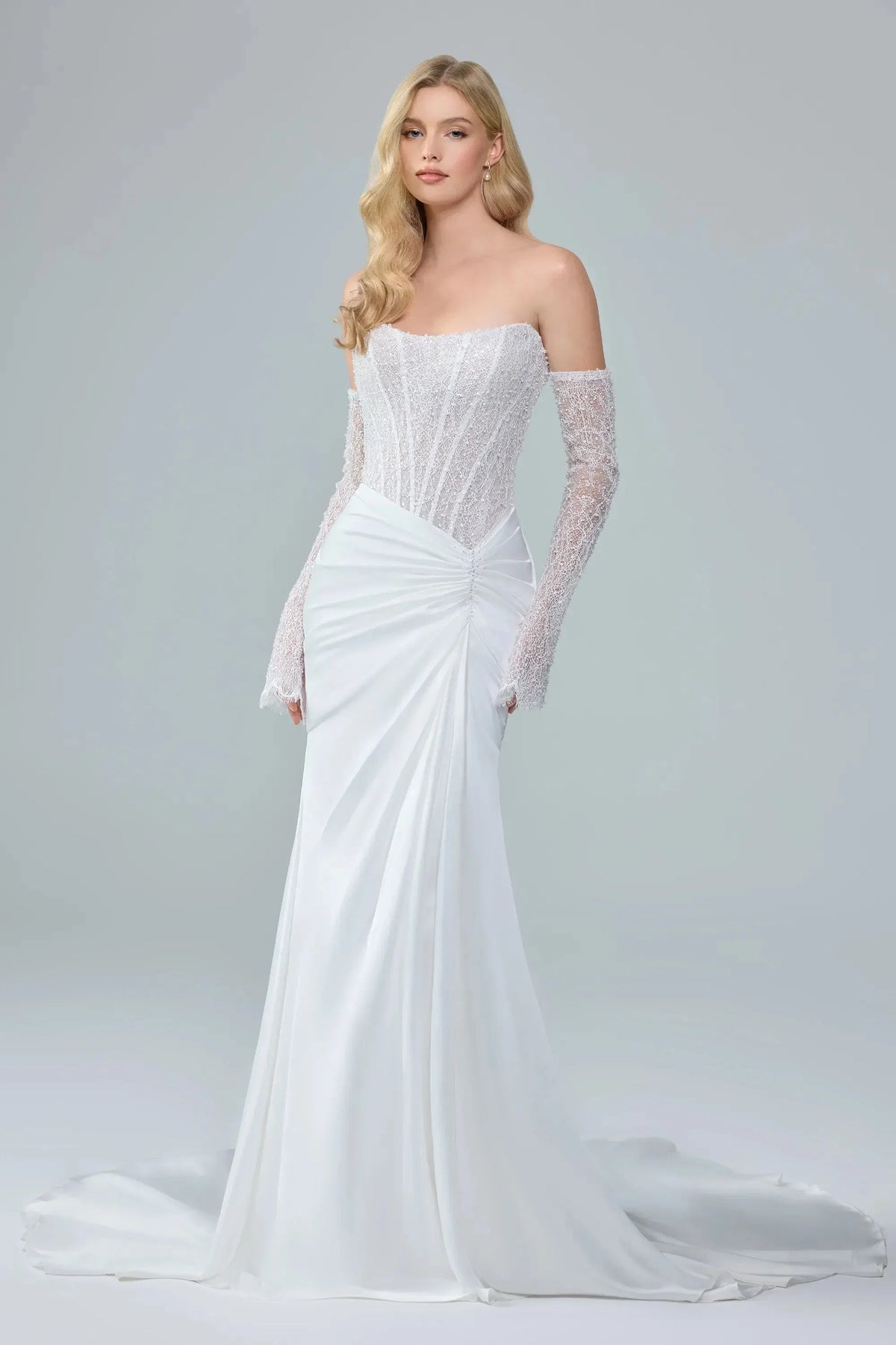 Anya Satin Fit & Flare Wedding Dress, luxury bridal gown, additional product image 4 by SimmiUnique