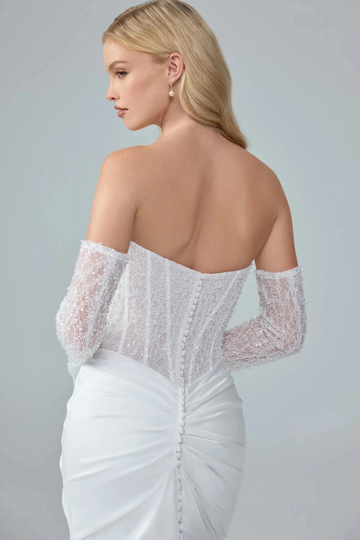 Anya Satin Fit & Flare Wedding Dress, luxury bridal gown, additional product image 6 by SimmiUnique